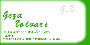geza bolvari business card