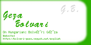 geza bolvari business card